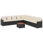vidaXL Salon de jardin 10 Pièces avec coussins noir résine tressée