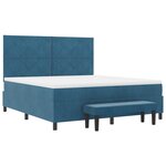 vidaXL Lit à ressorts avec matelas et banc bleu foncé 180x200 cm en velours