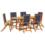 vidaXL Ensemble à manger de jardin 7Pièces bois d'acacia solide textilène