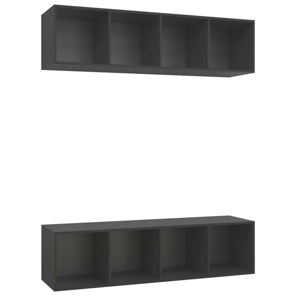 vidaXL Meubles TV muraux 2 Pièces Gris Bois d'ingénierie
