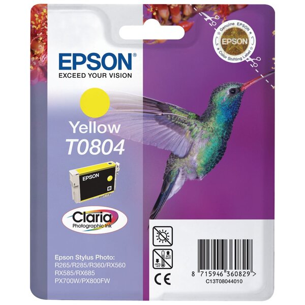 T0804 colibri" cartouche d'encre originale claria (c13t08044011) - jaune"