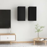 vidaXL Meubles TV 2 Pièces Noir 30 5x30x60 cm Bois d’ingénierie