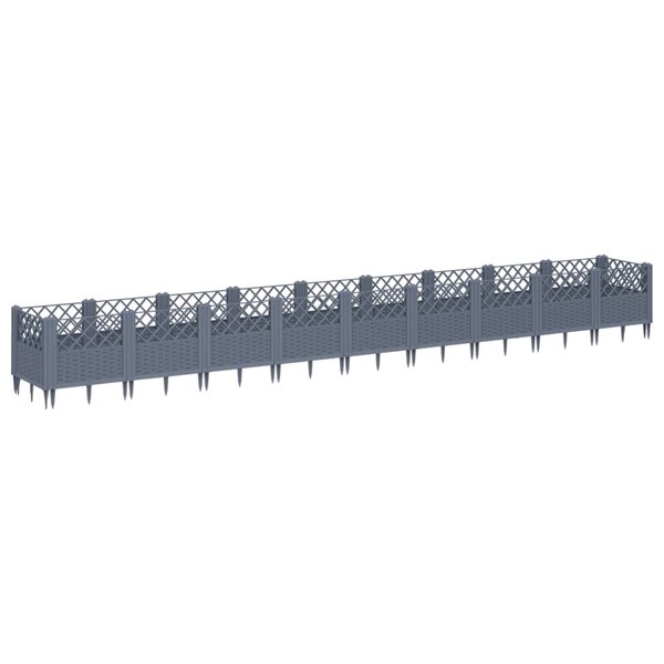 vidaXL Jardinière avec piquets gris 363 5x43 5x43 5 cm PP