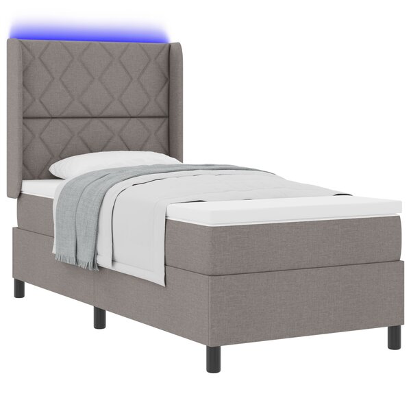 lit box spring vidaXL avec matelas et LED - taupe  100x200 cm en tissu