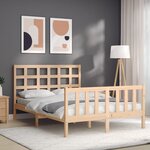 vidaXL Cadre de lit avec tête de lit 140x190 cm bois massif