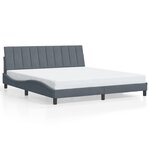 vidaXL Cadre de lit avec LED sans matelas gris foncé 180x200cm velours