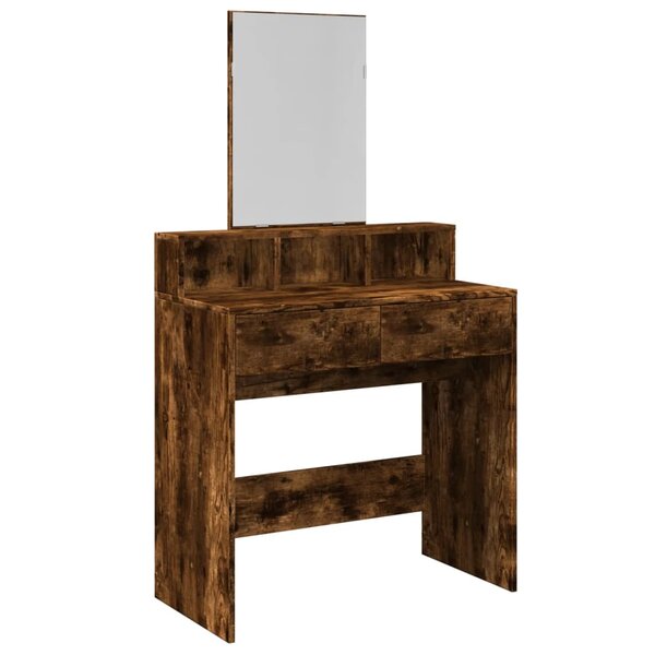 vidaXL Coiffeuse avec miroir chêne fumé 80x41x144 5 cm