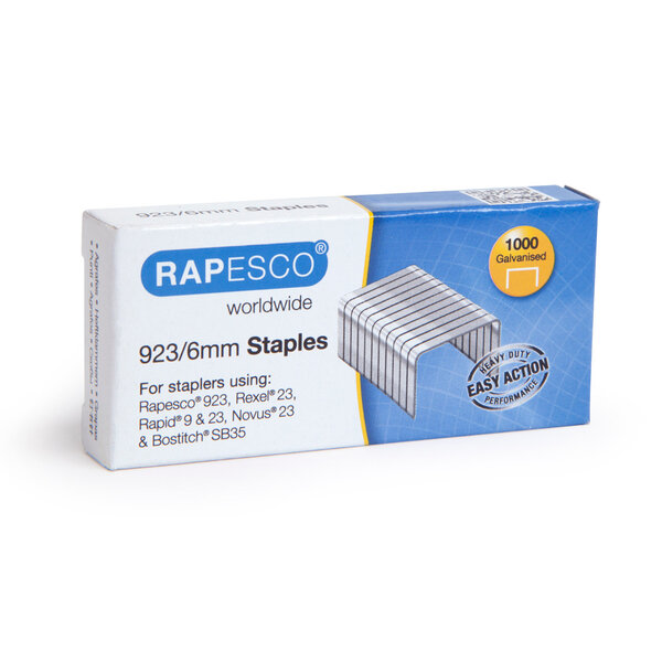Boite de 1000 Agrafes Galvanisées 923/6mm type 23 RAPESCO