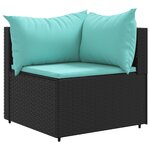 vidaXL Salon de jardin 7 Pièces avec coussins Noir Résine tressée