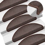 vidaXL Tapis d'escalier 15 Pièces Marron café 65 x 24 x 4 cm