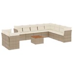 vidaXL Salon de jardin 11 Pièces avec coussins beige résine tressée