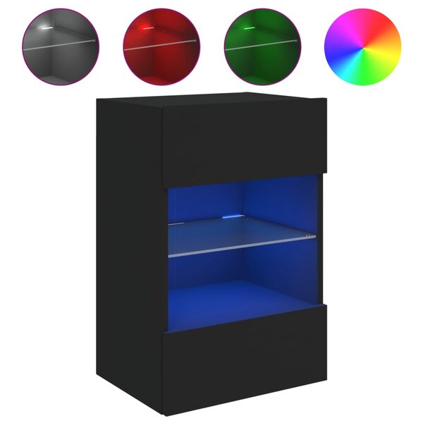 vidaXL Meuble TV mural avec lumières LED noir 40x30x60 5 cm