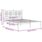 vidaXL Cadre de lit métal avec tête de lit blanc 140x190 cm
