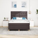 vidaXL Lit Box Spring avec Matelas Marron Foncé 160x200 cm Tissu