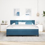 Lit Box Spring vidaXL avec Matelas & LED Bleu Sombre 180x200 cm Velours