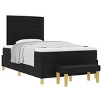 vidaXL Lit à Ressorts avec Matelas et Banc Noir 120x200 cm Tissu