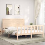 vidaXL Cadre de lit avec tête de lit 160x200 cm bois massif