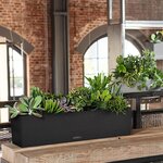 LECHUZA Jardinière BALCONERA Stone 80 ALL-IN-ONE Noir