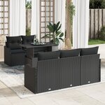 Ensemble de Canapés de Jardin 6 Pièces avec Coussins Rattan Synthétique Noir