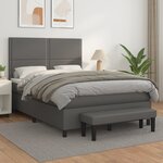 vidaXL Sommier à lattes de lit avec matelas Gris 140x190 cm Similicuir