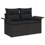 vidaXL Ensemble de canapé de jardin de 4 pièces avec coussins noir en poly rotin