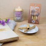 Porte-encens coupelle Noir et Doré + Sable noir + Bâtonnets Palo Santo
