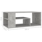vidaXL Table basse gris béton 100x50x40 cm bois d'ingénierie