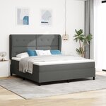 Lit Box Spring vidaXL avec Matelas en Gris Foncé  180x200 cm Tissu