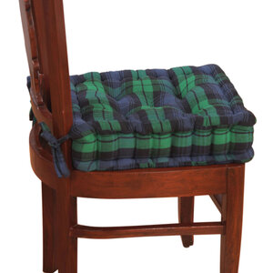 Galette de chaise coussin rehausseur en coton à carreaux écossais Bleu  40 x 40 x 10 cm - HOMESCAPES