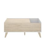 Ensemble meuble TV table basse buffet - Mélaminé - Style scandinave - chêne et blanc