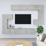vidaXL Meuble TV mural Gris béton Bois d'ingénierie