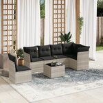 vidaXL Salon de jardin avec coussins 7 Pièces gris clair résine tressée