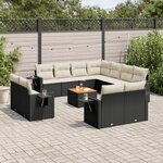 vidaXL Salon de jardin 12 Pièces avec coussins noir résine tressée