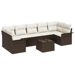 vidaXL Ensemble de canapé de jardin de 8 pièces avec coussins marron en poly rattan