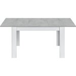Table à manger extensible - KENDRA - Rectangulaire - Blanc artik et ciment - 140/190 x 90 x 78 cm