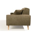Hexagone - Canapé droit 3 places - Tissu Olive - 216 x 90 x 80 cm - Gustave
