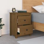 vidaXL Table de chevet Marron miel 50x35x61 5 cm Bois de pin massif