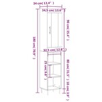 vidaXL Buffet haut Sonoma gris 34 5x34x180 cm Bois d'ingénierie