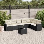 vidaXL Salon de jardin 8 Pièces avec coussins noir résine tressée