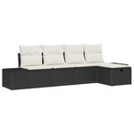 vidaXL Ensemble de 5 Canapés de Jardin avec Coussins Noir Rattan Synthétique
