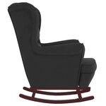 vidaXL Chaise à bascule avec pieds en bois et tabouret Noir Velours