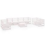 Salon de jardin meuble d'extérieur ensemble de mobilier 9 pièces blanc bois de pin massif 02_0018180