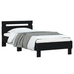 vidaXL Cadre de lit sans matelas avec tête de lit noir 90x200 cm