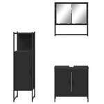 vidaXL Ensemble de meubles salle de bain 3 Pièces noir bois d'ingénierie
