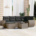 vidaXL Salon de jardin avec coussins 7 Pièces gris résine tressée