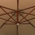 vidaXL Parasol suspendu avec mât en bois 350 cm Taupe