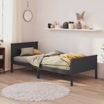 vidaXL Cadre de lit Gris Bois de pin massif 100x200 cm