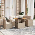 vidaXL Salon de jardin avec coussins 6 Pièces beige résine tressée