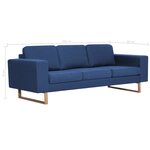vidaXL Canapé à 3 places Tissu Bleu