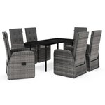 vidaXL Ensemble de salle à manger de jardin et coussins 7 Pièces Gris